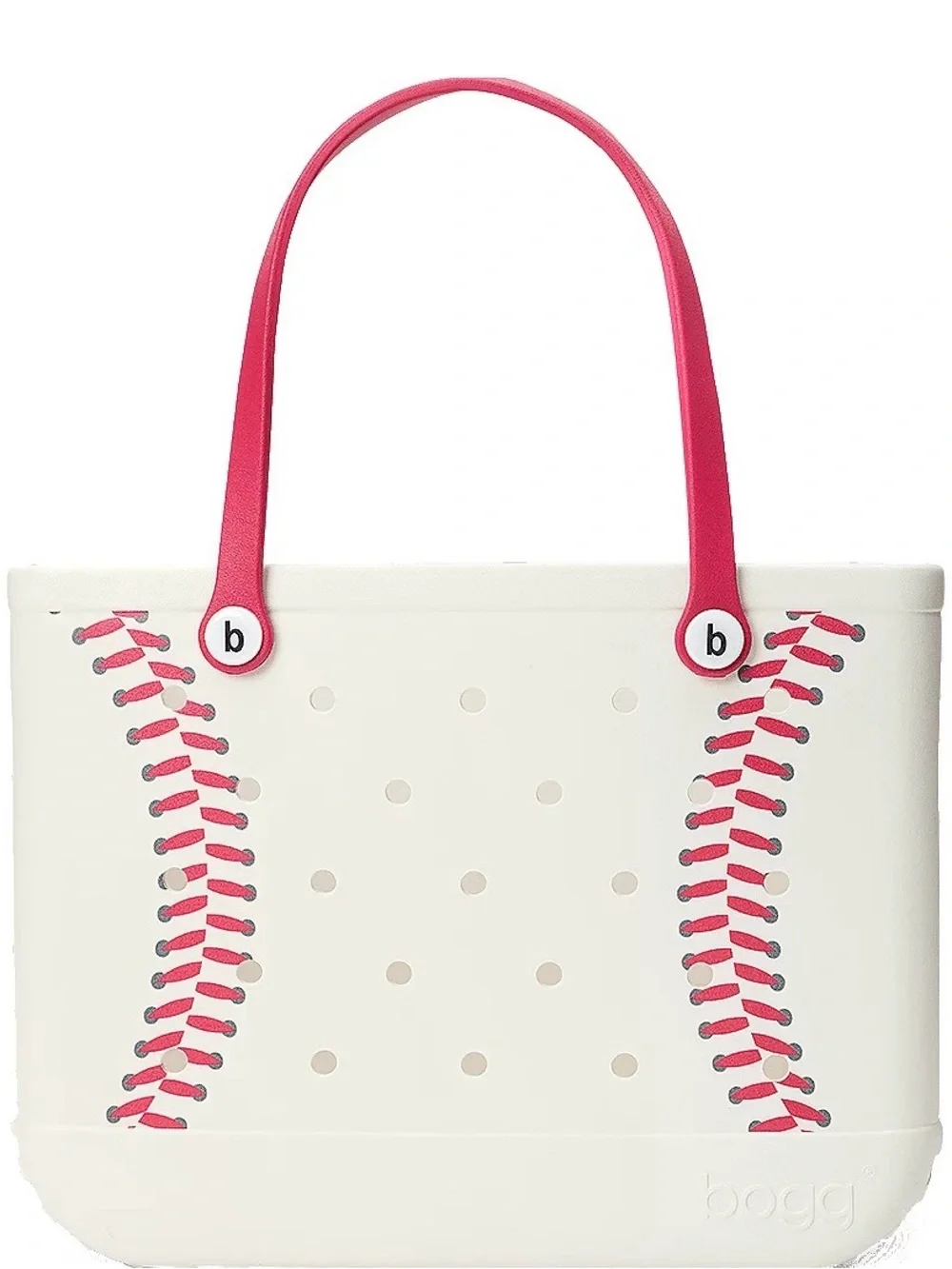 BOGG BAG White Tote with Pink Handles